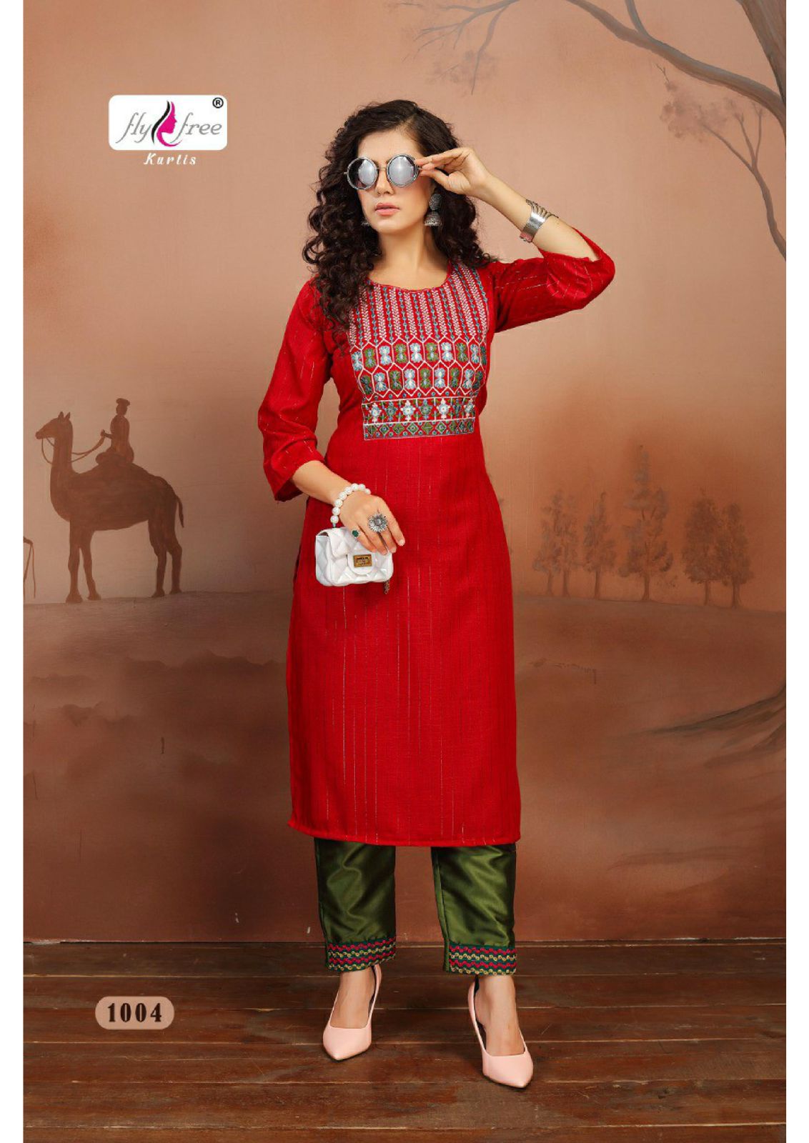 Fly Free Navratan Ethnic Wear Embroidery Work Kurti With Bottom Collection